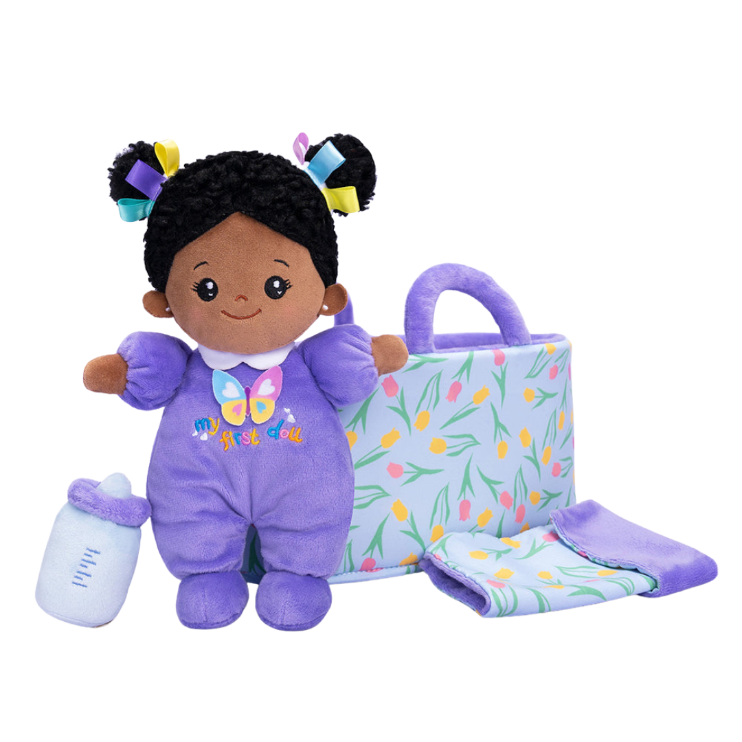 African American Mini Baby Girl Doll, Personalized Purple Deep Skin Tone  Plush Doll, Birthday Gift For Kids – Ouozzzshop